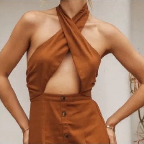 LUSH RUSTIC BROWN MIDI DRESS - SM043 - Picture 5 of 6